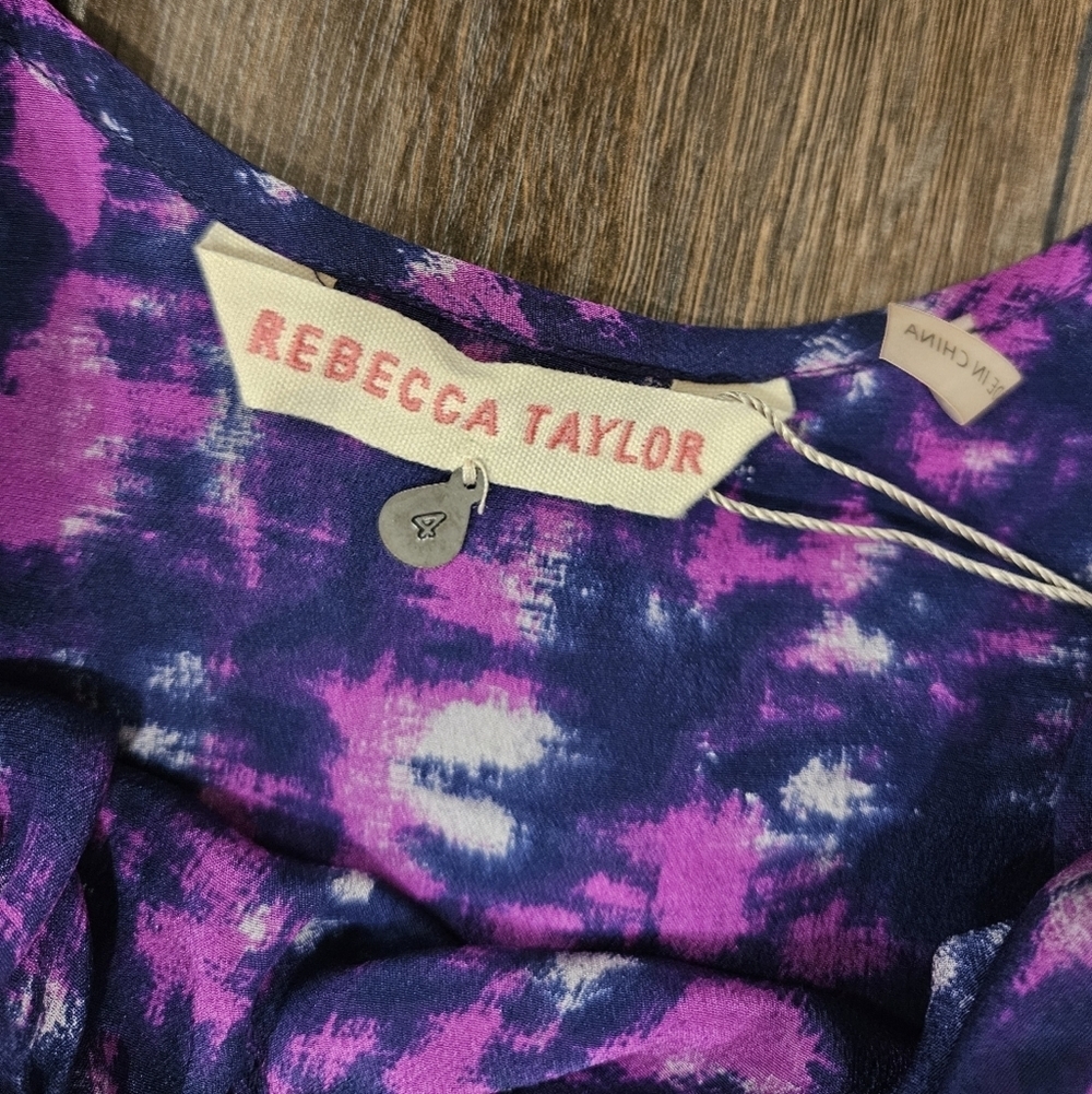 NWT Rebecca Taylor 100% Silk Floral Top - Size 4 - Picture 7 of 13